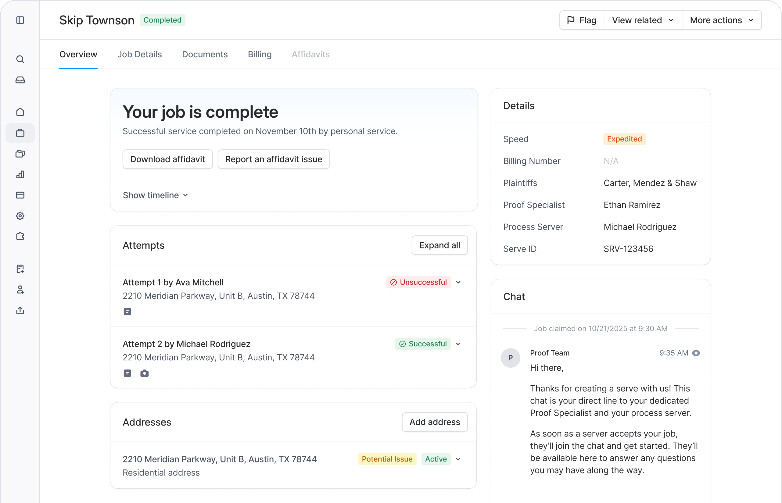Redesigned serve overview page