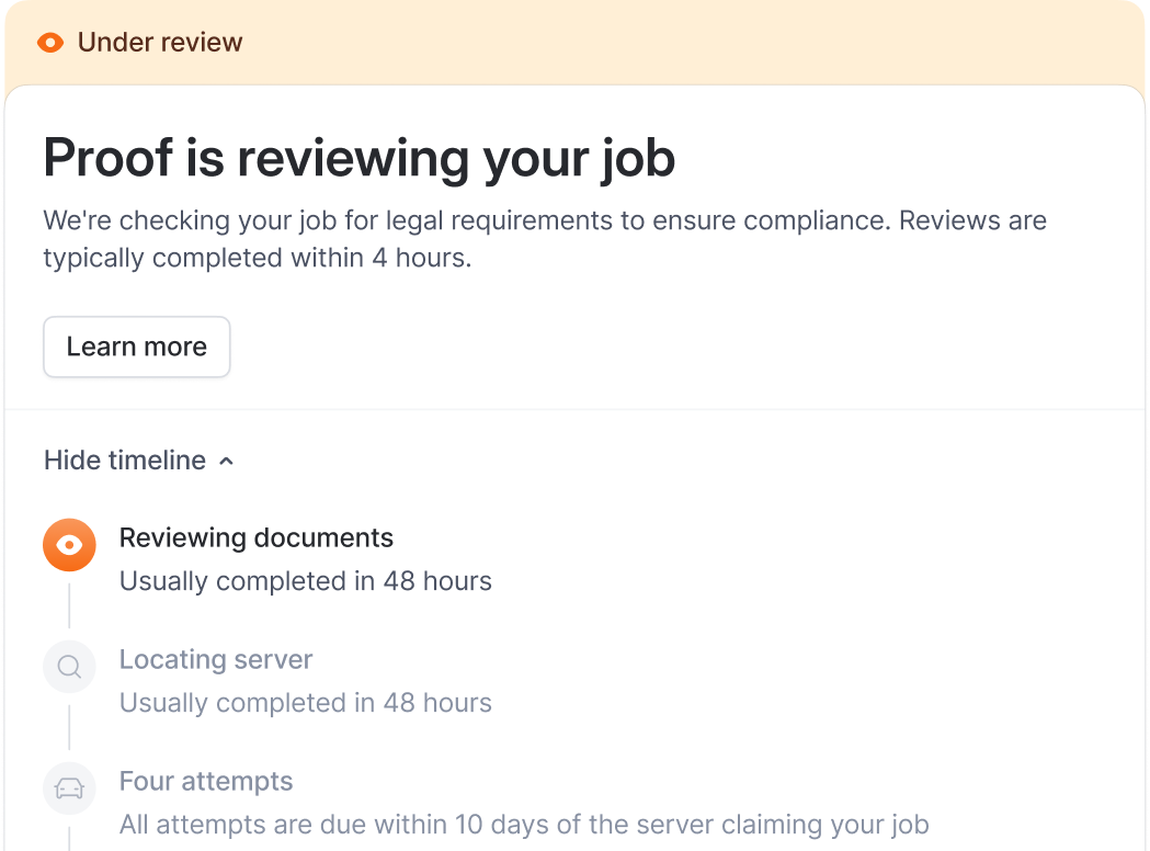 Job tracker showing health indicators