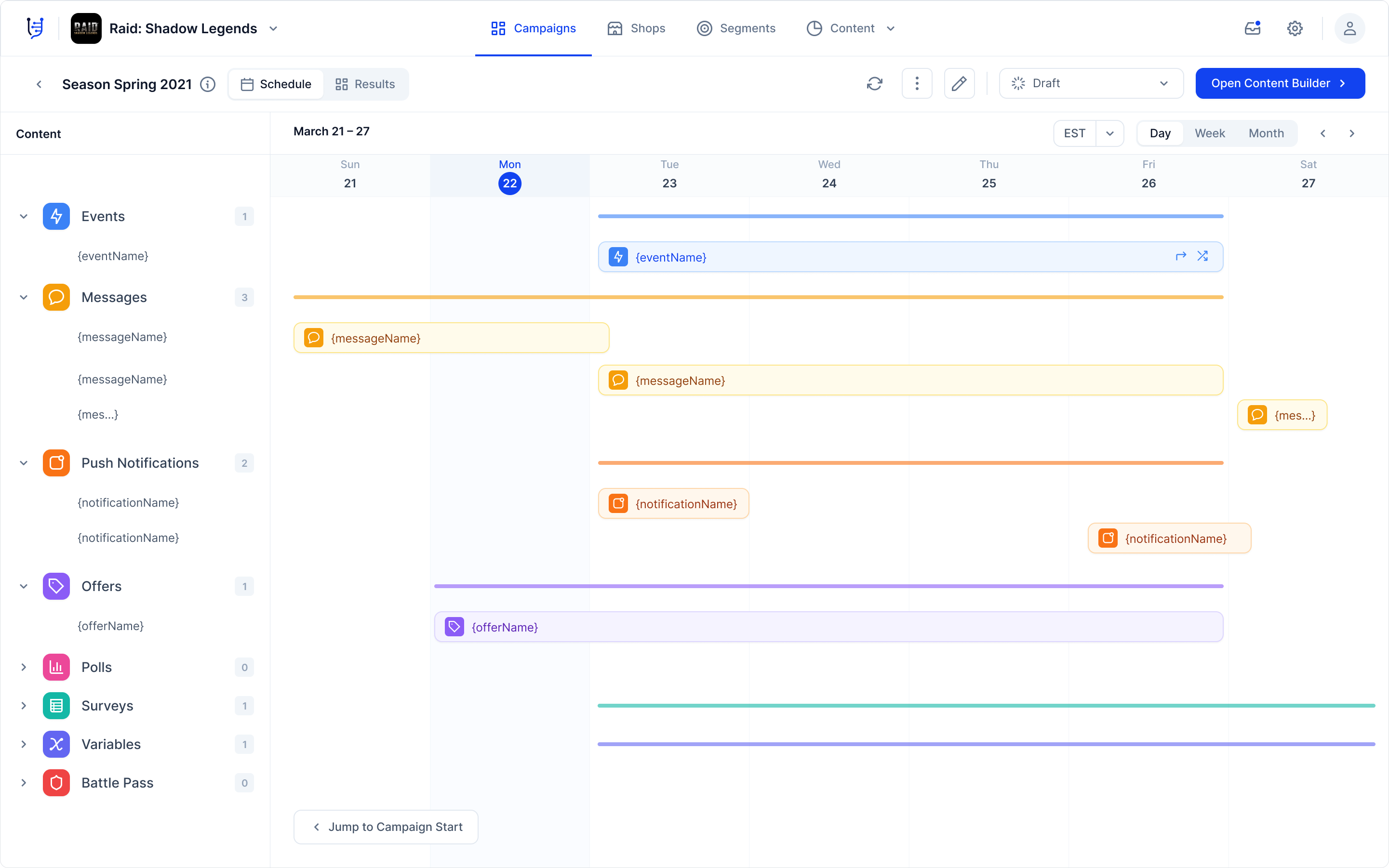 Campaign scheduling and management interface